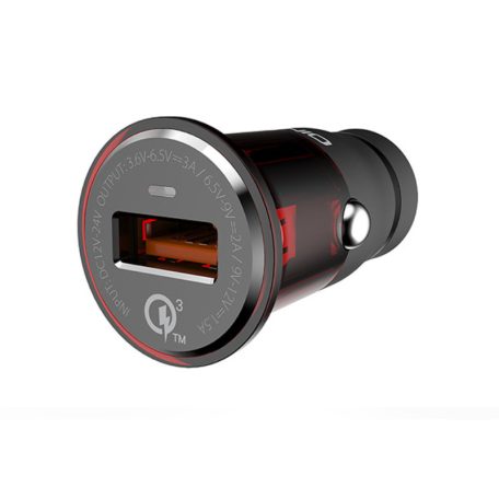 LDNIO Autós USB szivargyújtó töltő, 1xUSB csatlakozóval, Quick Charge 3.0, 5V/3A, barna/szürke