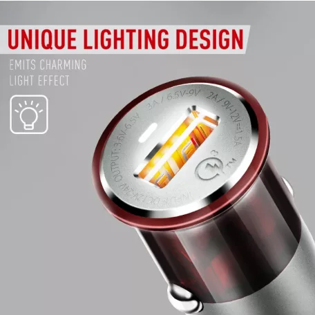 LDNIO® Autós USB szivargyújtó töltő, 1xUSB csatlakozóval, Quick Charge 3.0, 5V/3A, barna/szürke