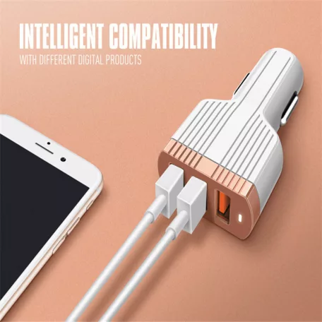 LDNIO® Autós USB szivargyújtó töltő, 3xUSB csatlakozóval, Quick Charge 3.0, 5V/7A, fehér