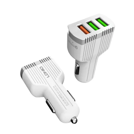 LDNIO® Autós USB szivargyújtó töltő, 3xUSB csatlakozóval, Quick Charge 3.0, 5V/7A, fehér