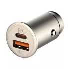 LDNIO® Autós USB szivargyújtó töltő, 1xUSB-C, 1xUSB csatlakozóval, Quick Charge 4.0, 5V/3A/30W, ezüst