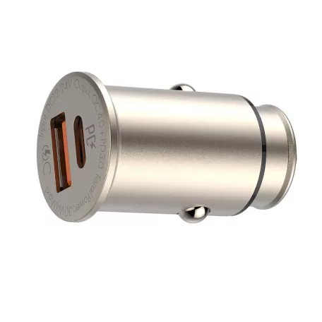 LDNIO® Autós USB szivargyújtó töltő, 1xUSB-C, 1xUSB csatlakozóval, Quick Charge 4.0, 5V/3A/30W, ezüst