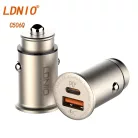LDNIO® Autós USB szivargyújtó töltő, 1xUSB-C, 1xUSB csatlakozóval, Quick Charge 4.0, 5V/3A/30W, ezüst