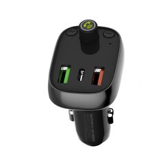   LDNIO Autós FM transzmitter, Bluetooth 5.0, kihangosító, USB MP3 lejátszó + SD foglalat, beépített mikrofon