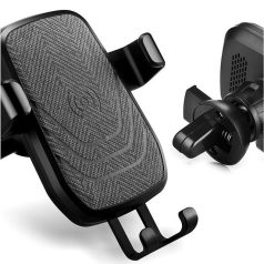   Autós Mobiltelefontartó Szellőzőre, szellőzőrácsra helyezhető, Vezeték nélküli töltés, kék-fekete