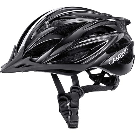 Női/Férfi kerékpáros Sisak, M 54-58cm, fényvisszaverő csíkok, fejátmérő szabályzó, spoiler+táska, fekete alapon fehér csíkok