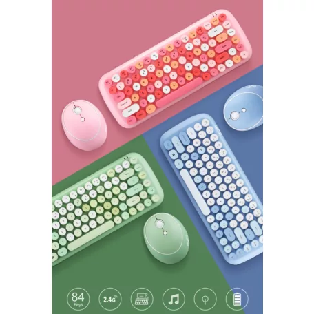 MOFII vezeték nélküli billentyűzet + egér, Candy, nemzetközi elrendezés, Sárga/multicolor