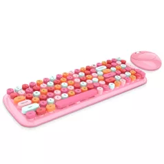   MOFII vezeték nélküli billentyűzet + egér, Candy, nemzetközi elrendezés, Pink/multicolor