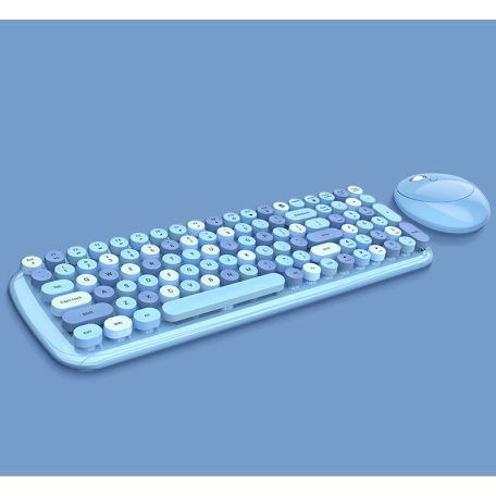 MOFII vezeték nélküli billentyűzet + egér, Candy, nemzetközi elrendezés, Világoskék/multicolor