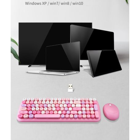 MOFII vezeték nélküli billentyűzet + egér, Candy, nemzetközi elrendezés, Világoskék/multicolor