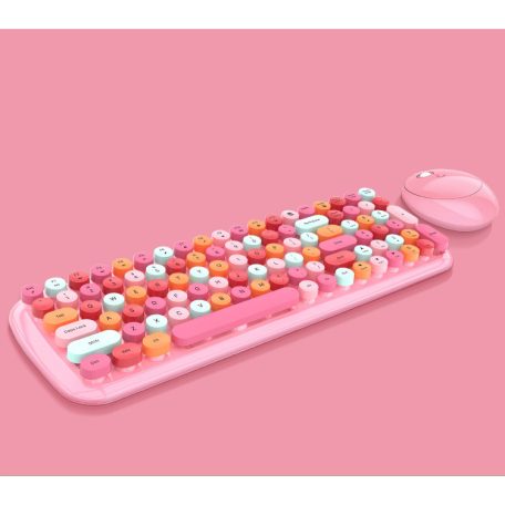 MOFII vezeték nélküli billentyűzet + egér, Candy, nemzetközi elrendezés, Világoskék/multicolor