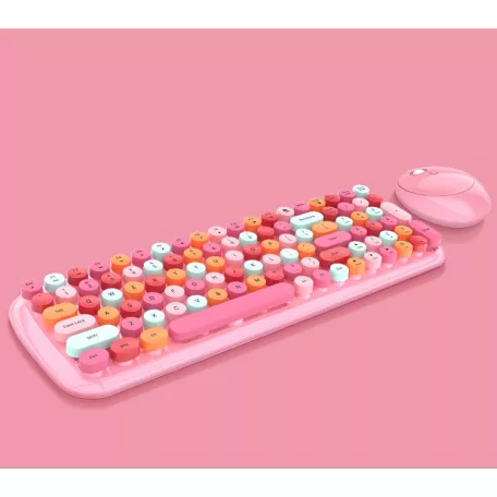 MOFII vezeték nélküli billentyűzet + egér, Candy, nemzetközi elrendezés, Pink/multicolor