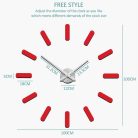 DIY öntapados dekoratív falióra, 3D-s, kör lakú, állítható 90-100cm átmérő, piros