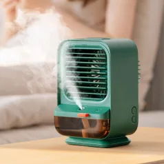   Aromaterápiás Mini Párologtató Léghűtő, 3 fokozatú ventilátor, 4000mAh akkumulátor, sötétzöld