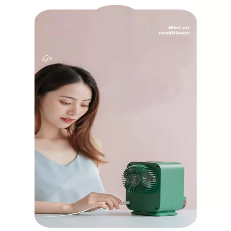 Aromaterápiás Mini Párologtató Léghűtő, 3 fokozatú ventilátor, 4000mAh akkumulátor, sötétzöld