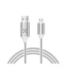 Adat- és Töltőkábel DC09, MicroUSB/USB csatlakozó, hangra bekapcsoló villogó fény, 2A gyorstöltés, 1 méter, fehér