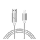 Lightning Adat- és Töltőkábel DC10, Lightning/USB csatlakozó, hangra bekapcsoló villogó fény, 2A gyorstöltés,1 méter, fehér
