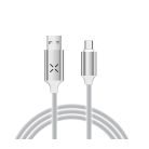 Adat- és Töltőkábel DC11, USB-C/USB csatlakozó, hangra bekapcsoló villogó fény, 2A gyorstöltés, 1 méter, fehér-ezüst