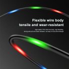 Adat- és Töltőkábel DC11, USB-C/USB csatlakozó, hangra bekapcsoló villogó fény, 2A gyorstöltés, 1 méter, fehér-ezüst