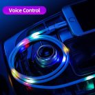 Adat- és Töltőkábel DC11, USB-C/USB csatlakozó, hangra bekapcsoló villogó fény, 2A gyorstöltés, 1 méter, fehér-ezüst