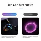 Adat- és Töltőkábel DC11, USB-C/USB csatlakozó, hangra bekapcsoló villogó fény, 2A gyorstöltés, 1 méter, fehér-ezüst