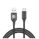 Adat- és Töltőkábel DC11, USB-C/USB csatlakozó, hangra bekapcsoló villogó fény, 2A gyorstöltés, 1 méter, fekete