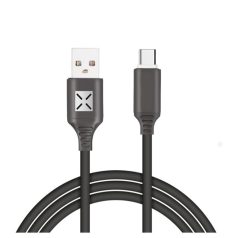  Adat-és töltőkábel DC11, USB-C/USB csatlakozó, hangra bekapcsoló villogó fénnyel, 2A gyors töltés, 1 méter, fekete