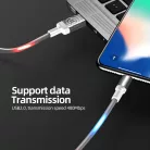 Adat- és Töltőkábel DC11, USB-C/USB csatlakozó, hangra bekapcsoló villogó fény, 2A gyorstöltés, 1 méter, fekete