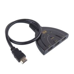   HDMI switch, 3xHDMI anya -> HDMI apa, automata HDMI detektálás, input jelző LED, fekete