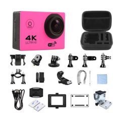   WiFi-s Akciókamera, F-60, 12MP sportkamera, FullHD video/60FPS, max.64GB TF Card, 30m-ig vízálló, A+ 170°, rózsaszín