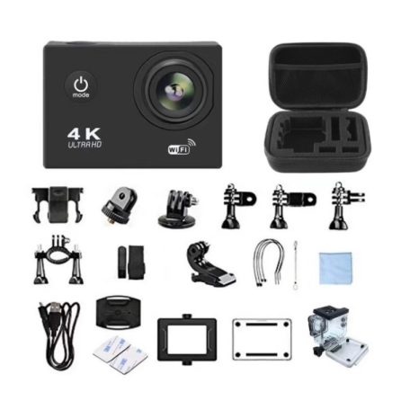 WiFi-s Akciókamera, 12MP sportkamera, FullHD video/60FPS, max. 64GB TF Card, 30m-ig vízálló, A+ 170°, fekete