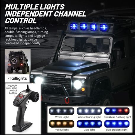 Fayee Távirányítós autó, 2,4 GHz-es rádióvezérlésű autó, LED világítással, 1:12 arány, 4WD, 15km/h,  14 év feletti gyermekek számára, szürke