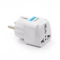   Utazó adapter, Foeta-008, EU-s aljzatba, EU/UK+AU+USA, fehér