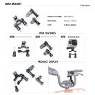 Akciókamera Rögzítő/Tartó Biciklire és Motorra, csőre szerelhető, GoPro HERO 5 6 7 8 9 10 kompatibilis, fekete