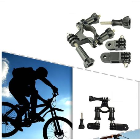 Akciókamera Rögzítő/Tartó Biciklire és Motorra, csőre szerelhető, GoPro HERO 5 6 7 8 9 10 kompatibilis, fekete