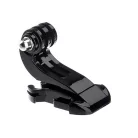 Sportkamera adapter, 2db, J-Hook support, csatra csatolható, például bukósisak, mellpánt, fejpánt csatra, sportkamerákkal kompatibilis, fekete