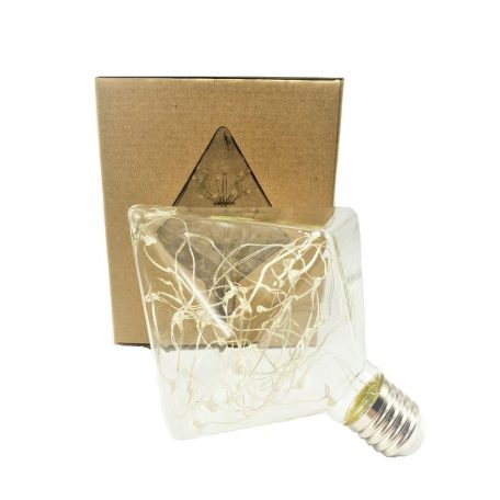 Kristály Formájú Színes LED üveg búra, E27 foglalatba, zöld-piros-kék-sárga ünnepi fények