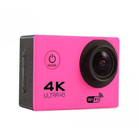 WiFi-s Akciókamera, H10, 12MP sportkamera, FullHD video/60FPS, max.64GB TF Card, 30m-ig vízálló, A+ 170°, rózsaszín