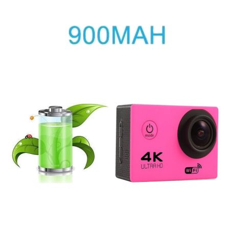 WiFi-s Akciókamera, H10, 12MP sportkamera, FullHD video/60FPS, max.64GB TF Card, 30m-ig vízálló, A+ 170°, rózsaszín