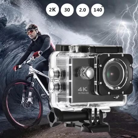 WiFi-s Sportkamera, H-16, 12MP akciókamera, FullHD video/60FPS, max.64GB TF Card, 30m-ig vízálló, A+ 170°, rózsaszín