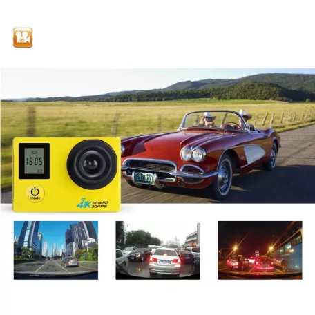 WiFi-s Akciókamera, H22, 12MP sportkamera, FullHD video/60FPS, max.32GB TF Card, 30m-ig vízálló, A+ 170°, fekete
