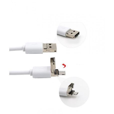 4-portos USB Hub Elosztó (USB2.0/MicroUSB->4db USB2.0), fehér