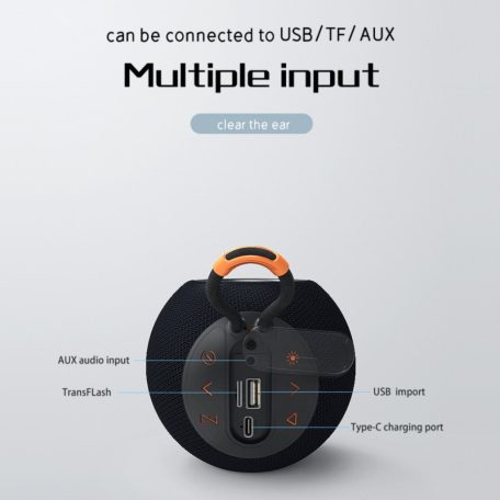 Hordozható Hopestar Hangszóró, Bluetooth v5.0, Vízálló, MicroSD kártya olvasó, AUX 3,5mm JackStereo, fekete