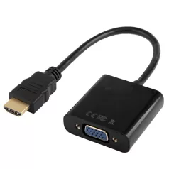   HDMI->VGA átalakító adapter, HDMI apa -> VGA anya, 0.2 méter, Fekete