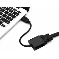   HDMI->VGA átalakító adapter, HDMI apa -> VGA anya, 0.2 méter, Fekete