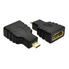 HDMI átalakitó adapter, Micro HDMI->HDMI, aranyozott csatlakozó, fekete