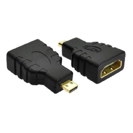HDMI átalakitó adapter, Micro HDMI->HDMI, aranyozott csatlakozó, fekete
