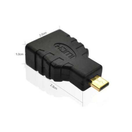 HDMI átalakitó adapter, Micro HDMI->HDMI, aranyozott csatlakozó, fekete