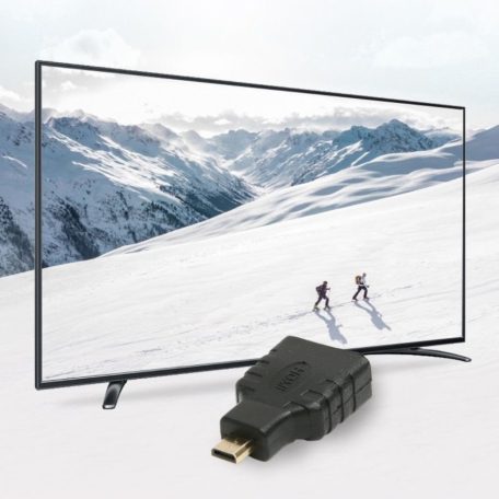 HDMI átalakitó adapter, Micro HDMI->HDMI, aranyozott csatlakozó, fekete