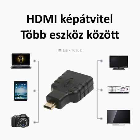HDMI átalakitó adapter, Micro HDMI->HDMI, aranyozott csatlakozó, fekete